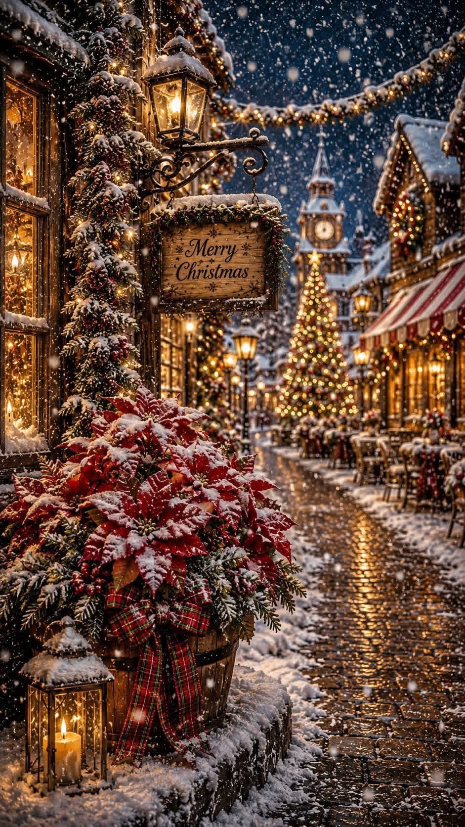 Cozy Winter Christmas Holiday Scene
